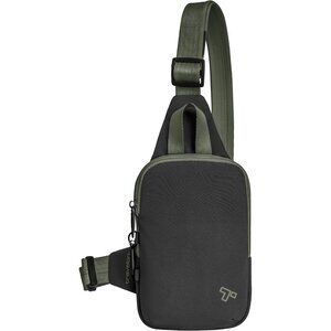 Men's Black Anti-Theft The Voyages Compact Sling Imported Polyester Zipper